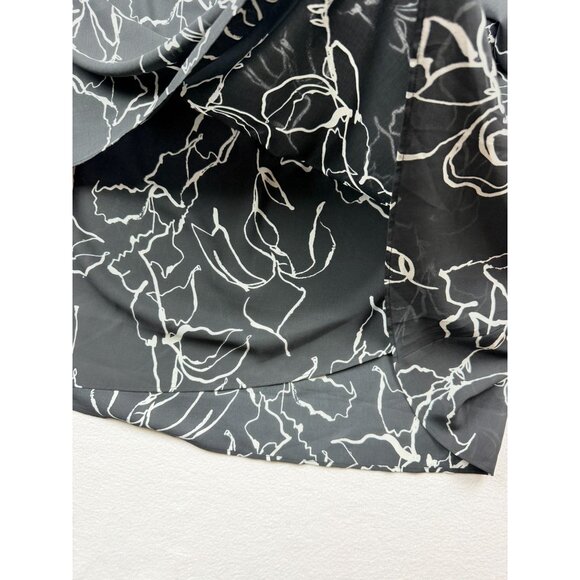 MING WANG Flroal Print‎ Roll Tab Sleeve Top Size XL Womens Black - Picture 6 of 10